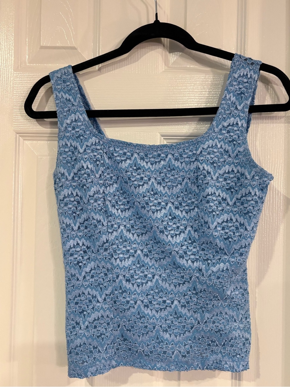NICOLA Sky Blue Lace Square-Neck Tank
